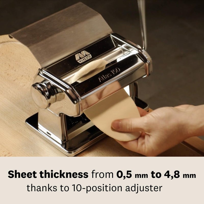 MARCATO Made in Italy Atlas 150 Slide Manual Pasta Machine, Chrome Steel. For Lasagne, Fettuccine, Tagliolini, Sugar paste, Bread dough - Image 4